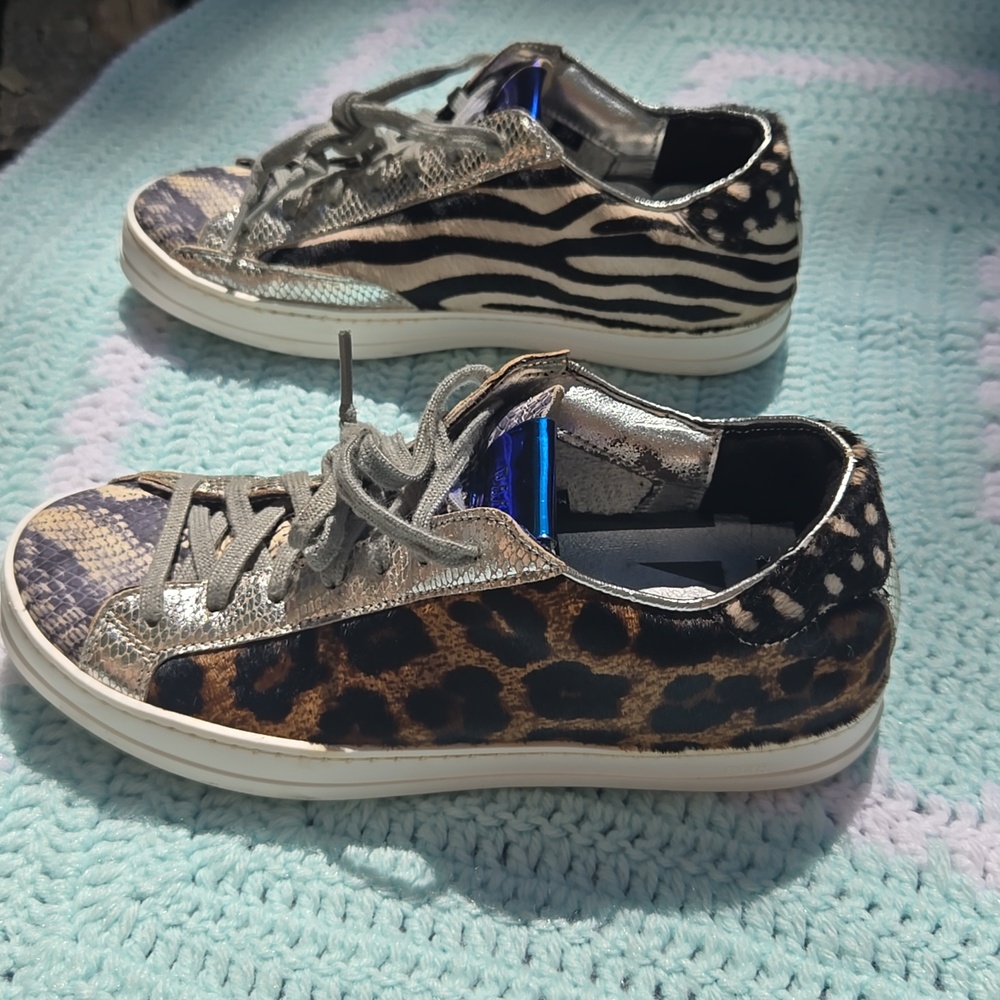 P448 Very Rare Mixed 3 Animal Prints Leopard Sneakers Size 6 Made In Italy New - Picture 11 of 11